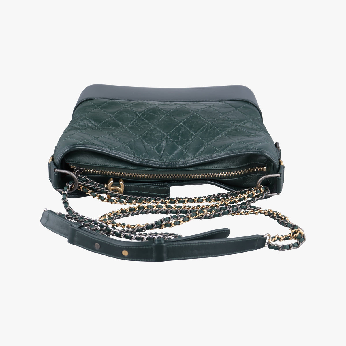 Pre-owned Chanel GABRIELLE Green Leather A93824 shoulderbag | stylenewstar