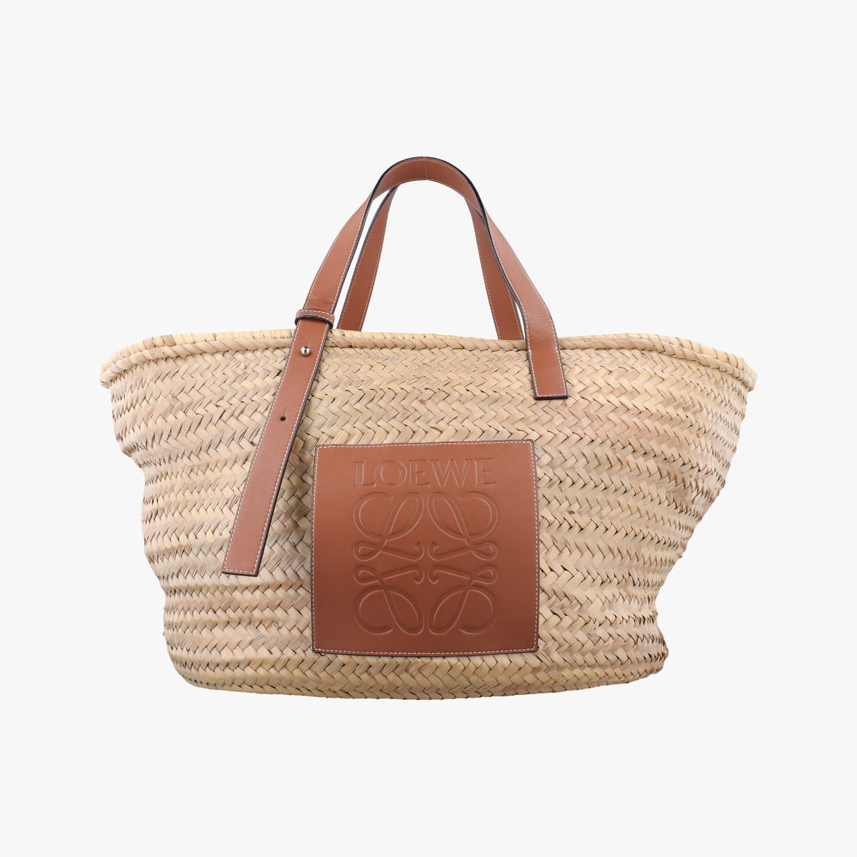 Pre-owned Loewe basket Beige×Brown Leather × Raffia  shoulderbag | stylenewstar