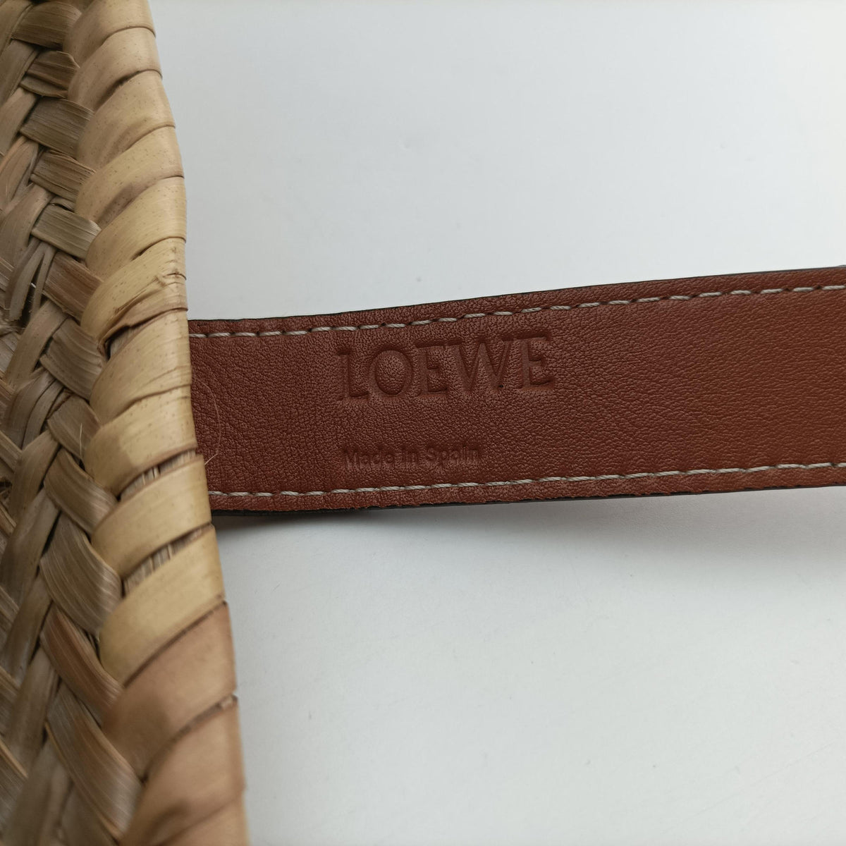 Pre-owned Loewe basket Beige×Brown Leather × Raffia  shoulderbag | stylenewstar