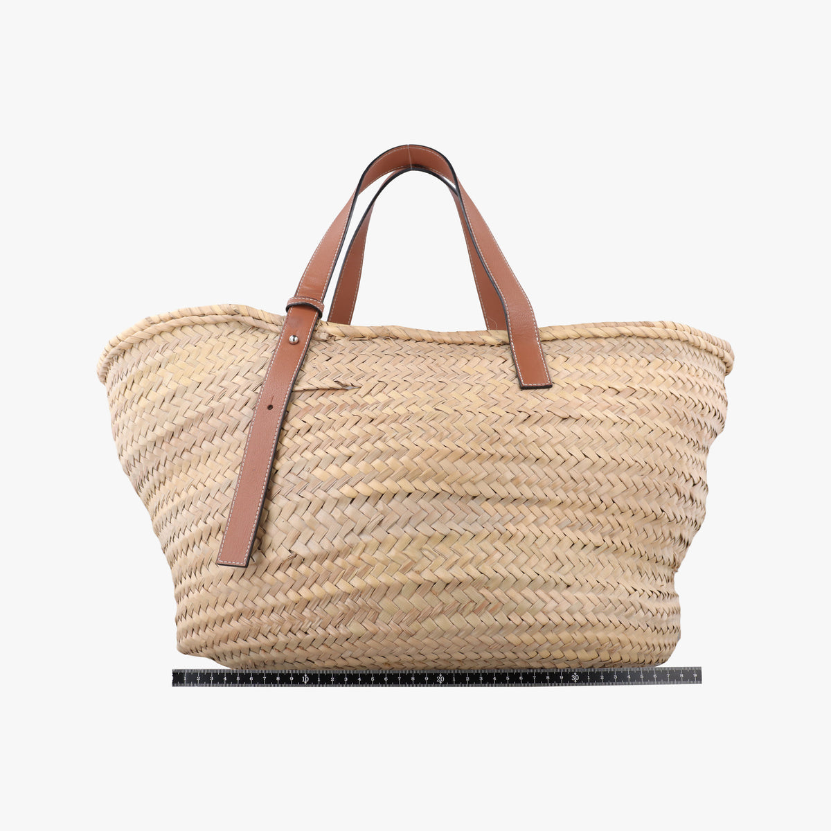 Pre-owned Loewe basket Beige×Brown Leather × Raffia  shoulderbag | stylenewstar
