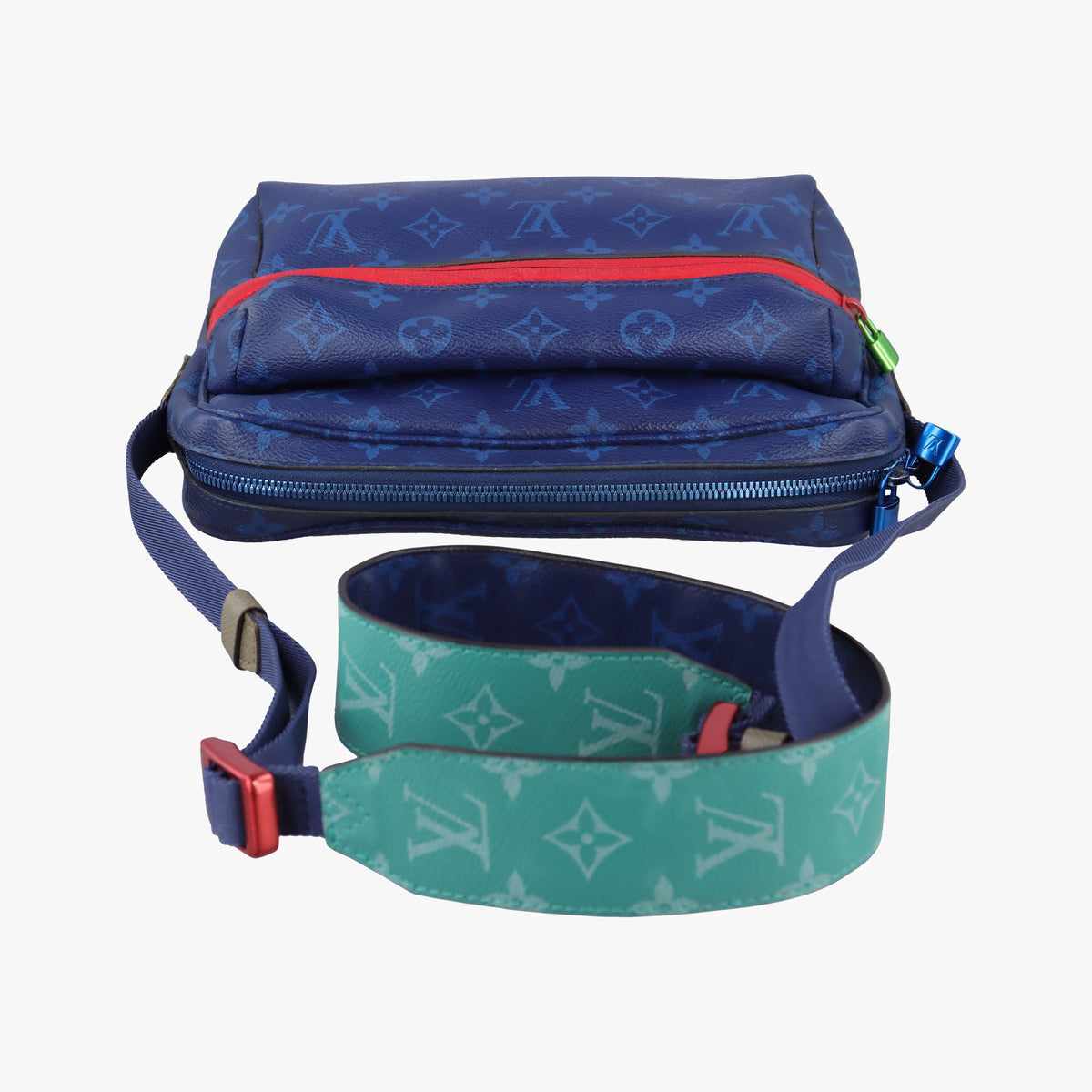 Pre-owned Louis Vuitton Monogram Pacific Messenger PM Blue×Green×Red Monogram canvas×leather M43829 shoulderbag | stylenewstar