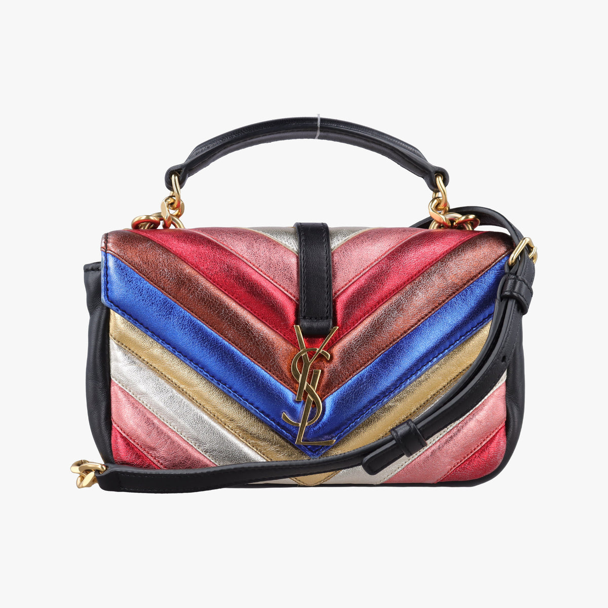 Pre-owned Yves Saint Laurent COLLEGE Rainbow Multicolour Leather 447977 shoulderbag | stylenewstar