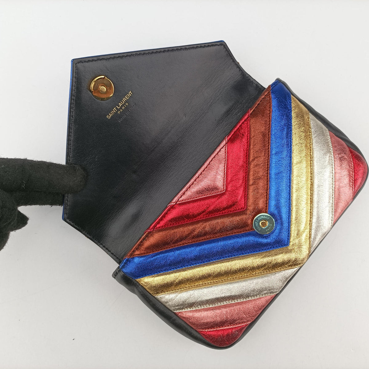 Pre-owned Yves Saint Laurent COLLEGE Rainbow Multicolour Leather 447977 shoulderbag | stylenewstar
