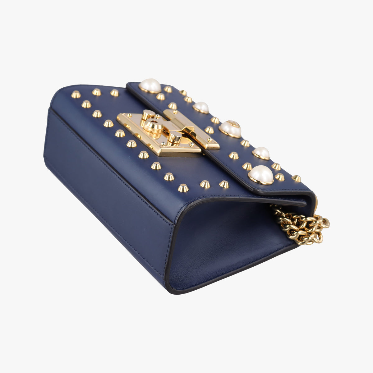 Pre-owned Gucci Padlock Navy Leather 432182 shoulderbag | stylenewstar