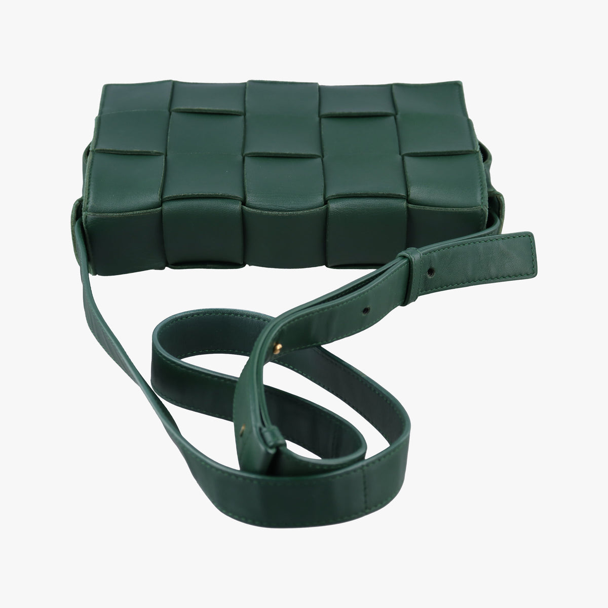 Pre-owned Bottega Veneta Cassette Green lambskin  shoulderbag | stylenewstar