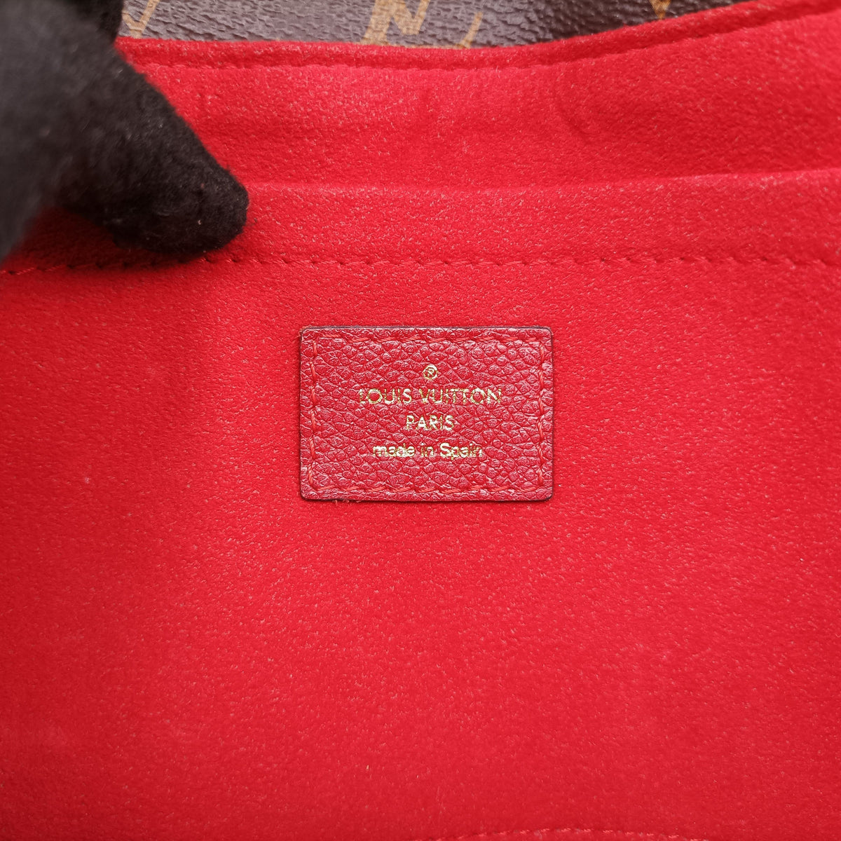 Pre-owned Louis Vuitton SAINT PLACIDE brown×CERISE Monogram Canvas×calf leather M43713 shoulderbag | stylenewstar