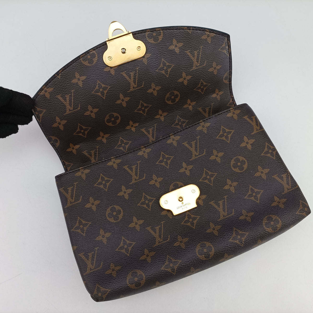Pre-owned Louis Vuitton SAINT PLACIDE brown×CERISE Monogram Canvas×calf leather M43713 shoulderbag | stylenewstar