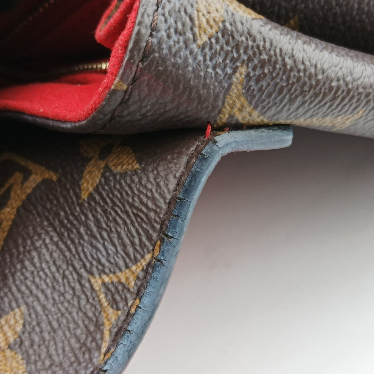 Pre-owned Louis Vuitton SAINT PLACIDE brown×CERISE Monogram Canvas×calf leather M43713 shoulderbag | stylenewstar