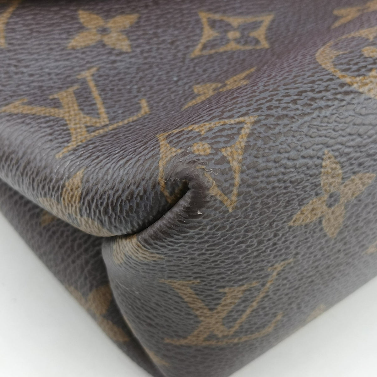 Pre-owned Louis Vuitton SAINT PLACIDE brown×CERISE Monogram Canvas×calf leather M43713 shoulderbag | stylenewstar