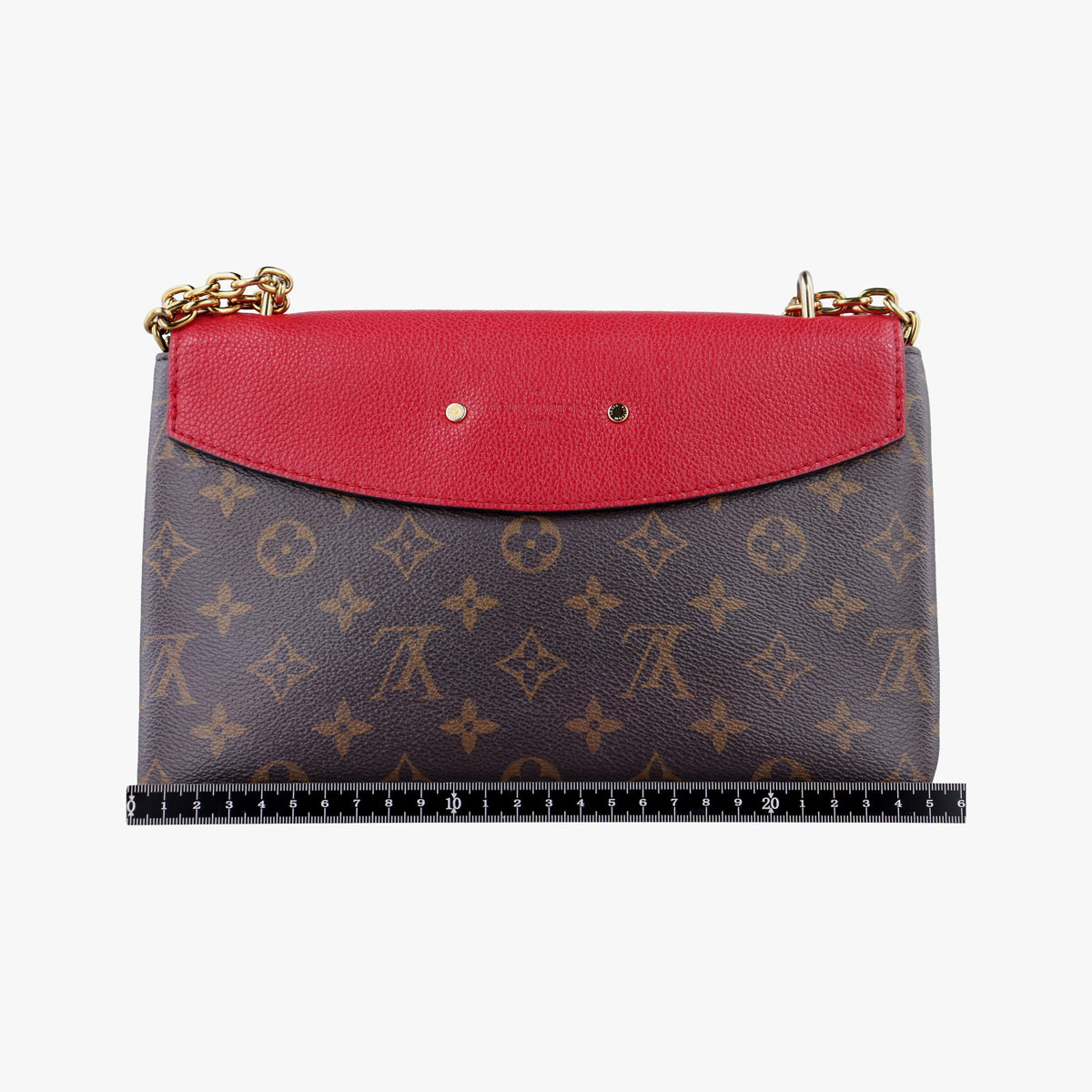 Pre-owned Louis Vuitton SAINT PLACIDE brown×CERISE Monogram Canvas×calf leather M43713 shoulderbag | stylenewstar
