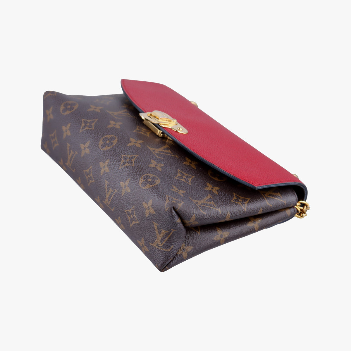 Pre-owned Louis Vuitton SAINT PLACIDE brown×CERISE Monogram Canvas×calf leather M43713 shoulderbag | stylenewstar