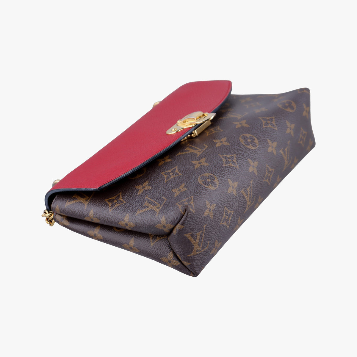 Pre-owned Louis Vuitton SAINT PLACIDE brown×CERISE Monogram Canvas×calf leather M43713 shoulderbag | stylenewstar