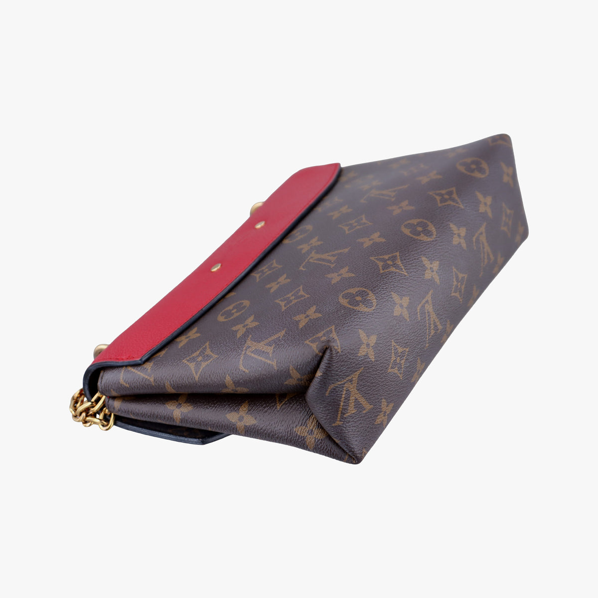 Pre-owned Louis Vuitton SAINT PLACIDE brown×CERISE Monogram Canvas×calf leather M43713 shoulderbag | stylenewstar