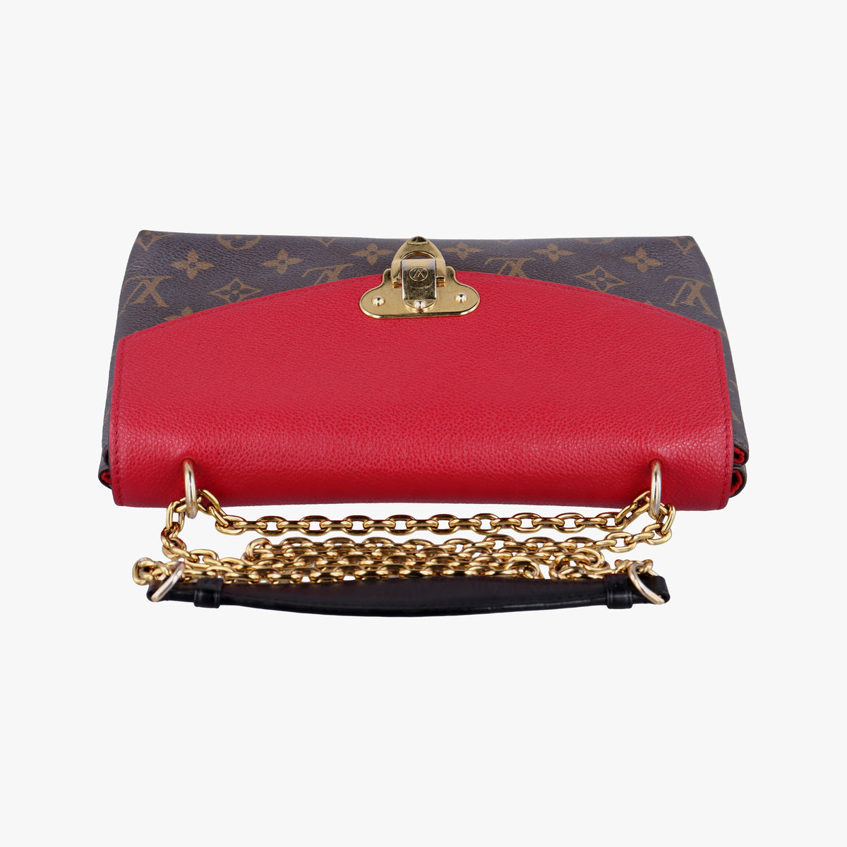 Pre-owned Louis Vuitton SAINT PLACIDE brown×CERISE Monogram Canvas×calf leather M43713 shoulderbag | stylenewstar