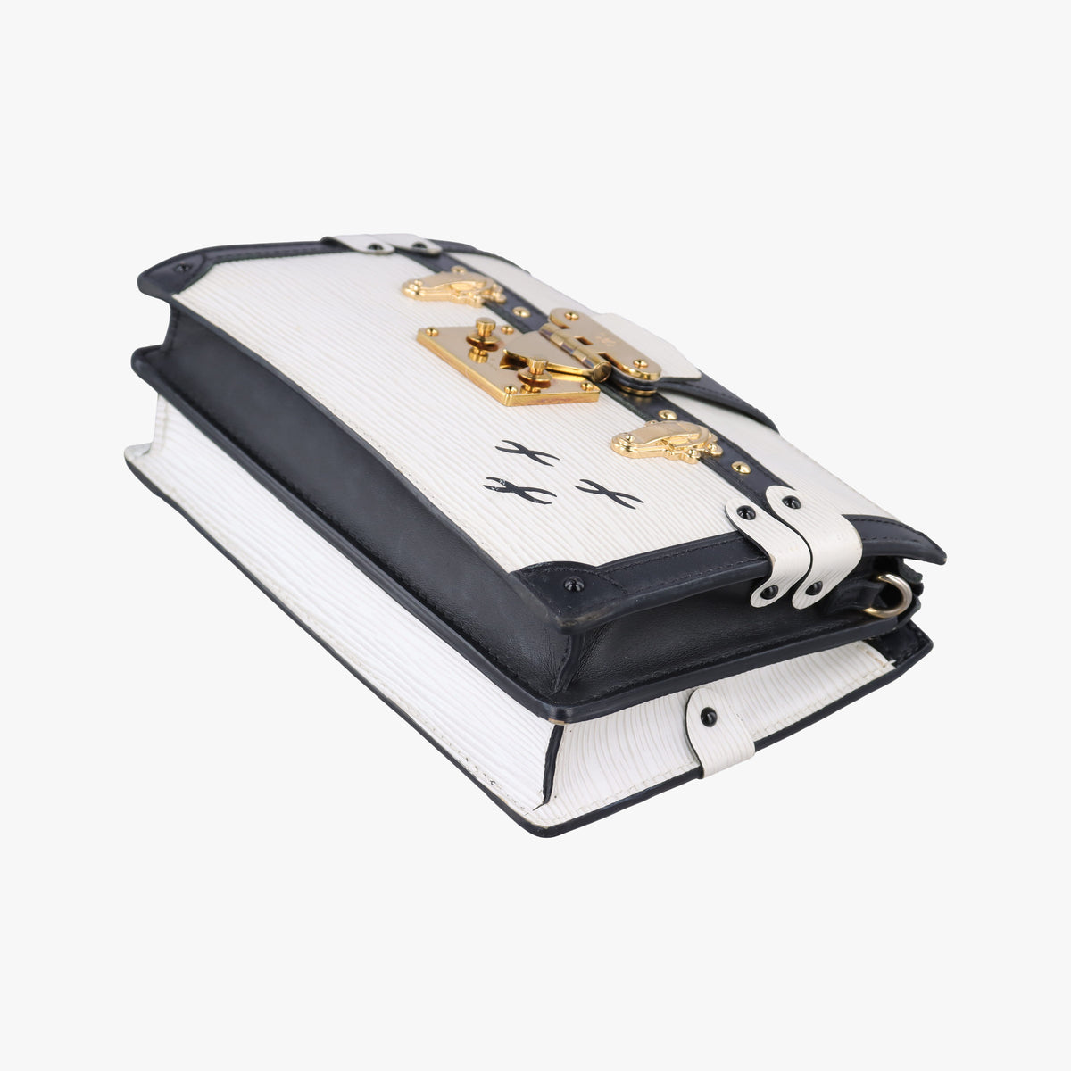 Pre-owned Louis Vuitton Trunk clutch White×Black Leather×Epi M52151 shoulderbag | stylenewstar