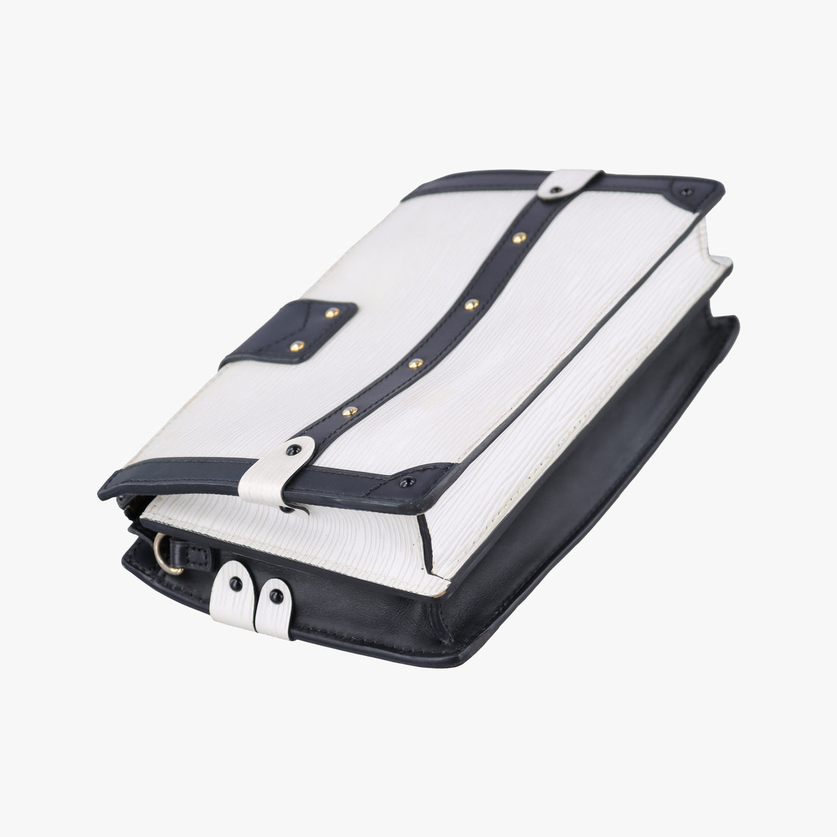 Pre-owned Louis Vuitton Trunk clutch White×Black Leather×Epi M52151 shoulderbag | stylenewstar