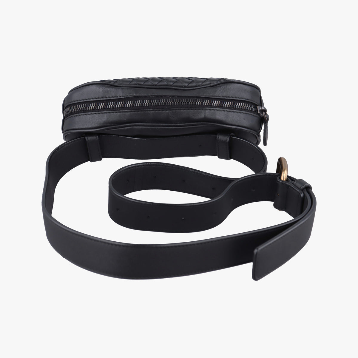 Pre-owned Bottega Veneta Intrecciato Black lambskin  bum bag/waist bag | stylenewstar