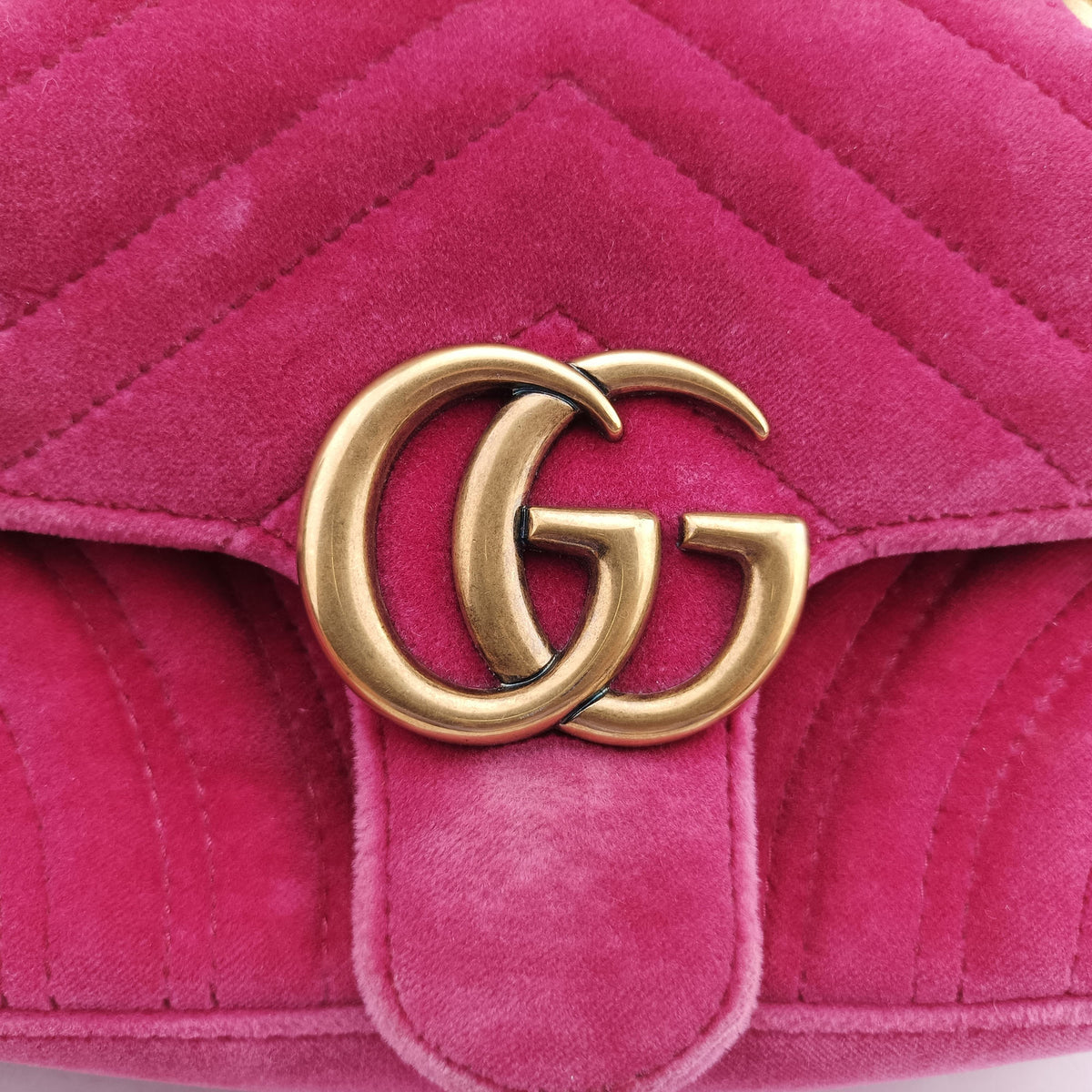 Vintage Gucci GG Marmont Pink velour 446744 shoulderbag | stylenewstar