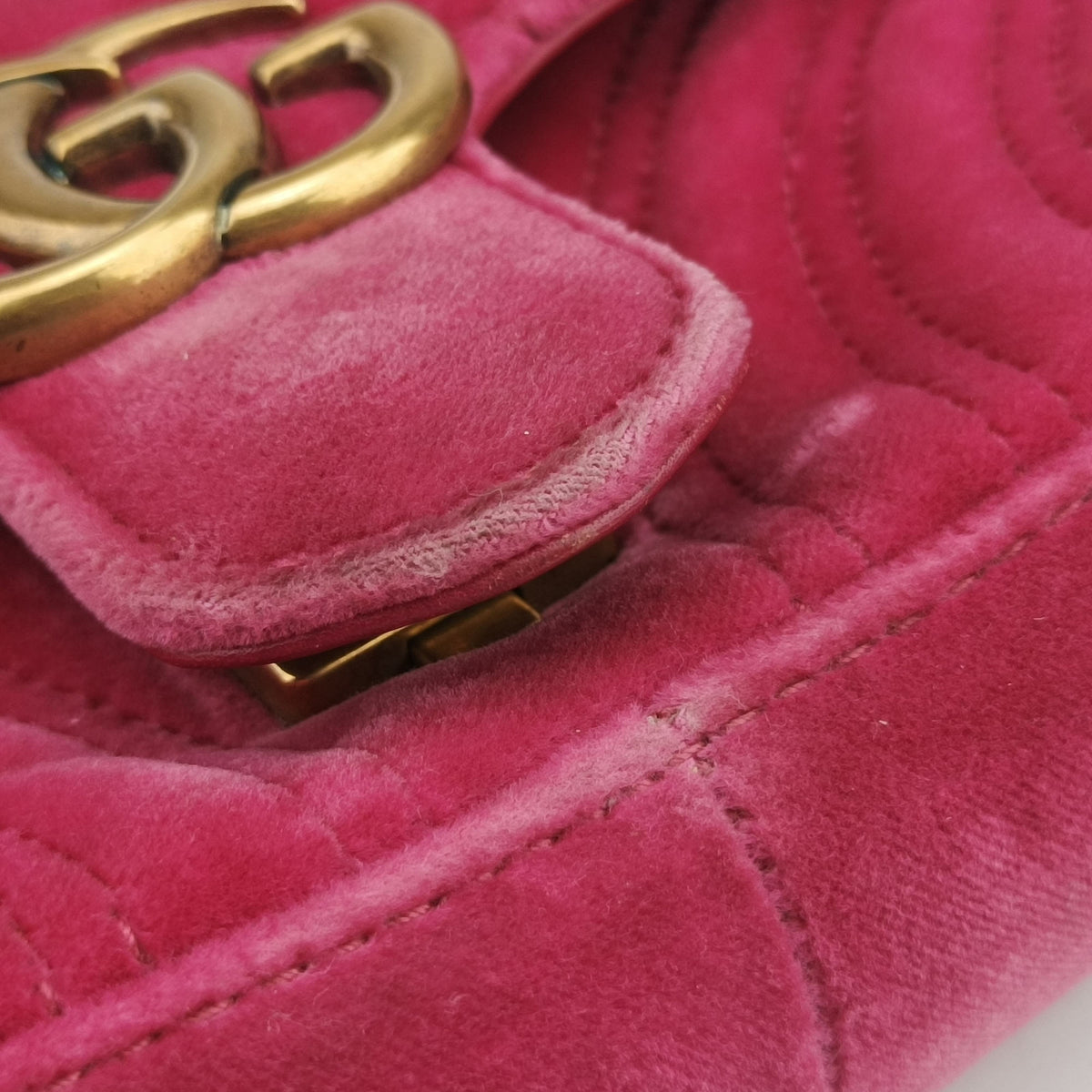 Vintage Gucci GG Marmont Pink velour 446744 shoulderbag | stylenewstar