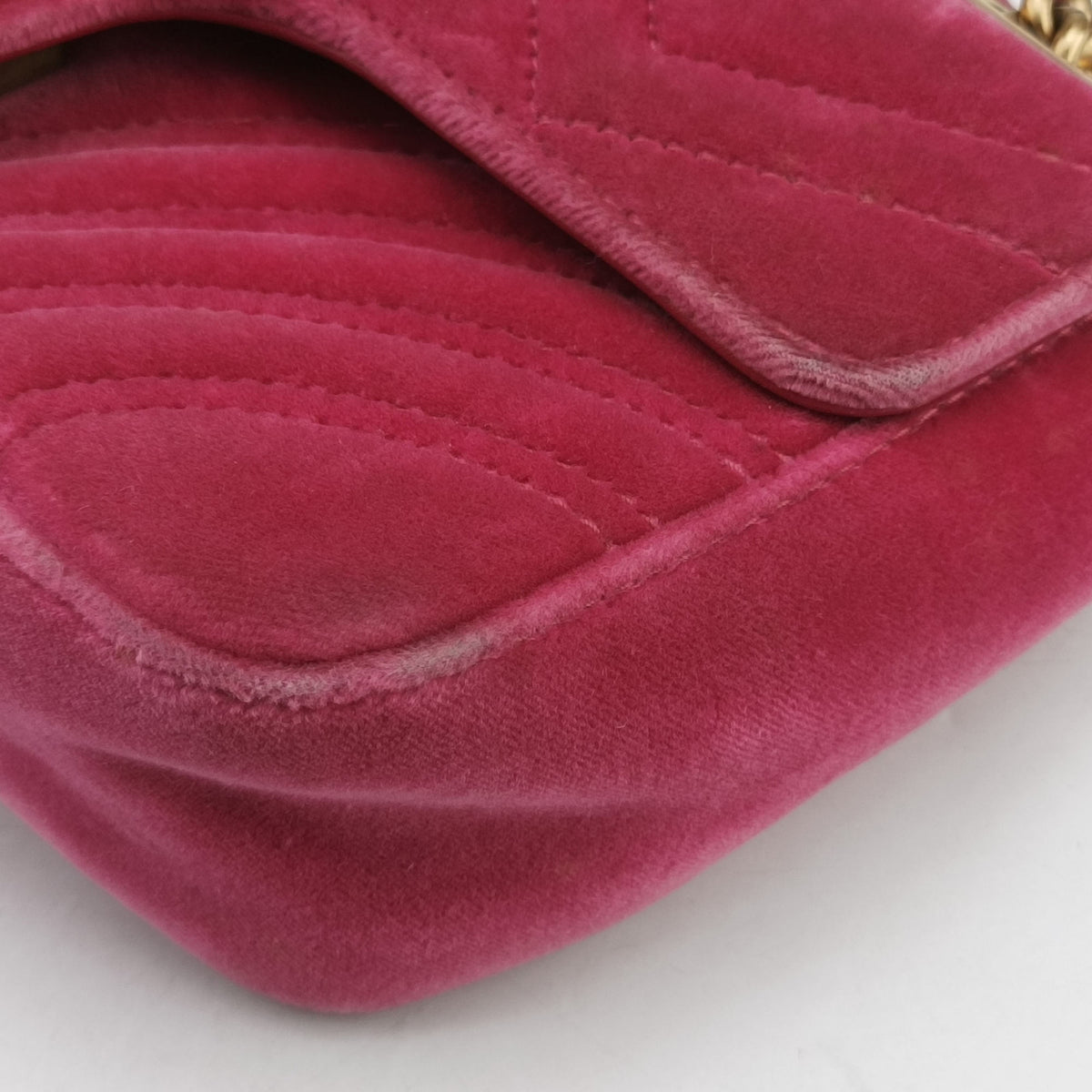 Vintage Gucci GG Marmont Pink velour 446744 shoulderbag | stylenewstar