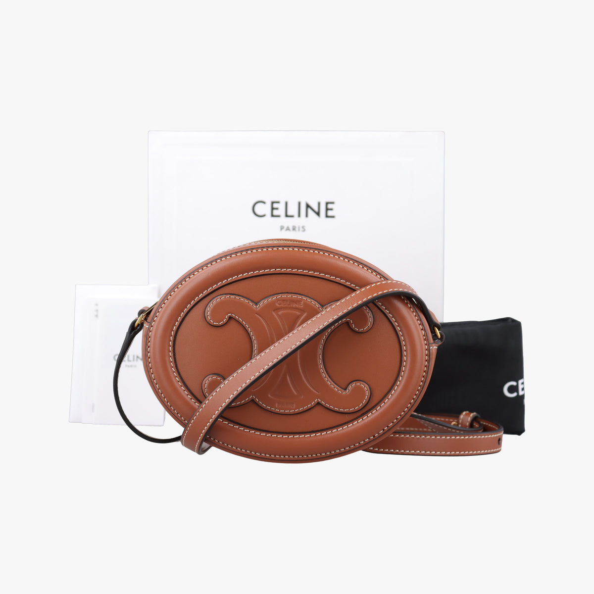 Pre-owned Celine Oval Purse Cuir Triomphe Brown Leather  shoulderbag | stylenewstar