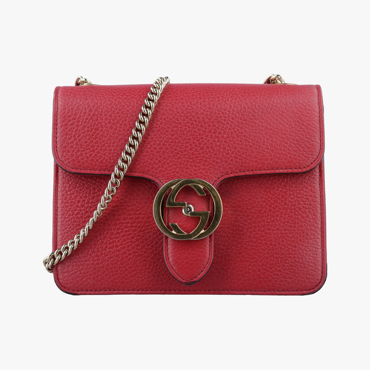 Pre-owned Gucci Interlocking G Red Leather 510304 shoulderbag | stylenewstar