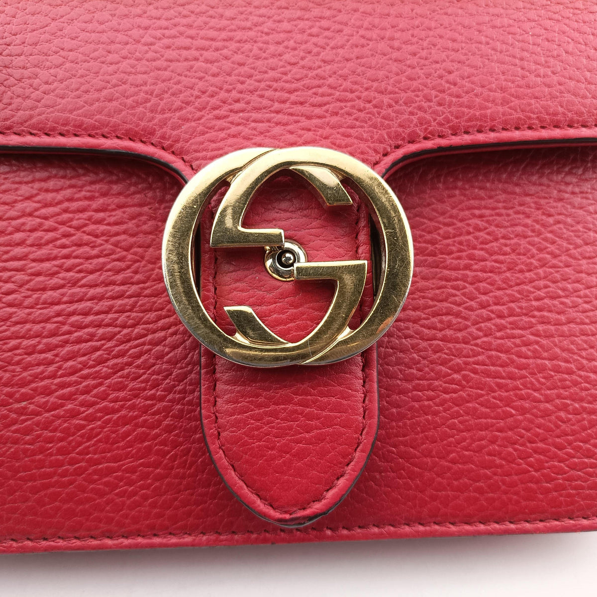 Pre-owned Gucci Interlocking G Red Leather 510304 shoulderbag | stylenewstar