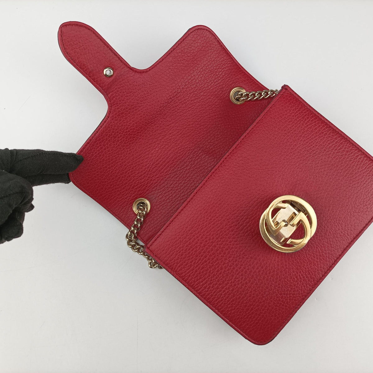 Pre-owned Gucci Interlocking G Red Leather 510304 shoulderbag | stylenewstar