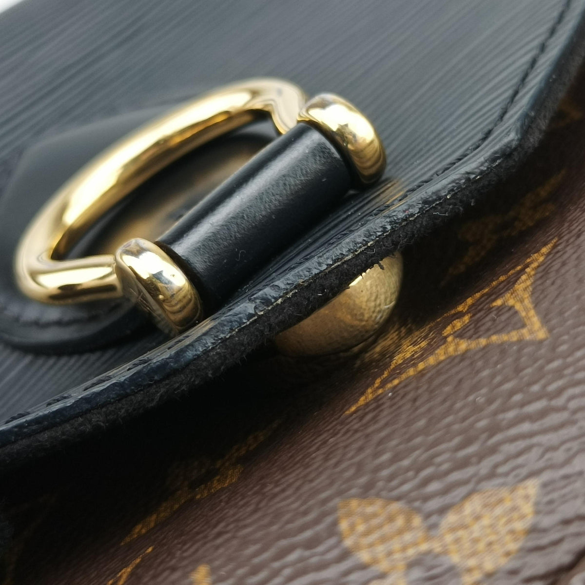 Vintage Louis Vuitton SAINT MICHEL Brown×Noir Monogram Canvas×epi M44030 shoulderbag | stylenewstar
