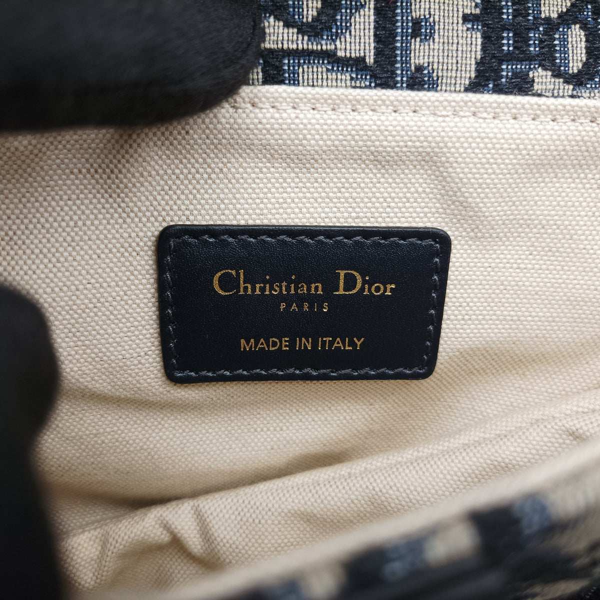 Pre-owned Christian Dior Saddle Navy Jacquard × Leather  shoulderbag | stylenewstar