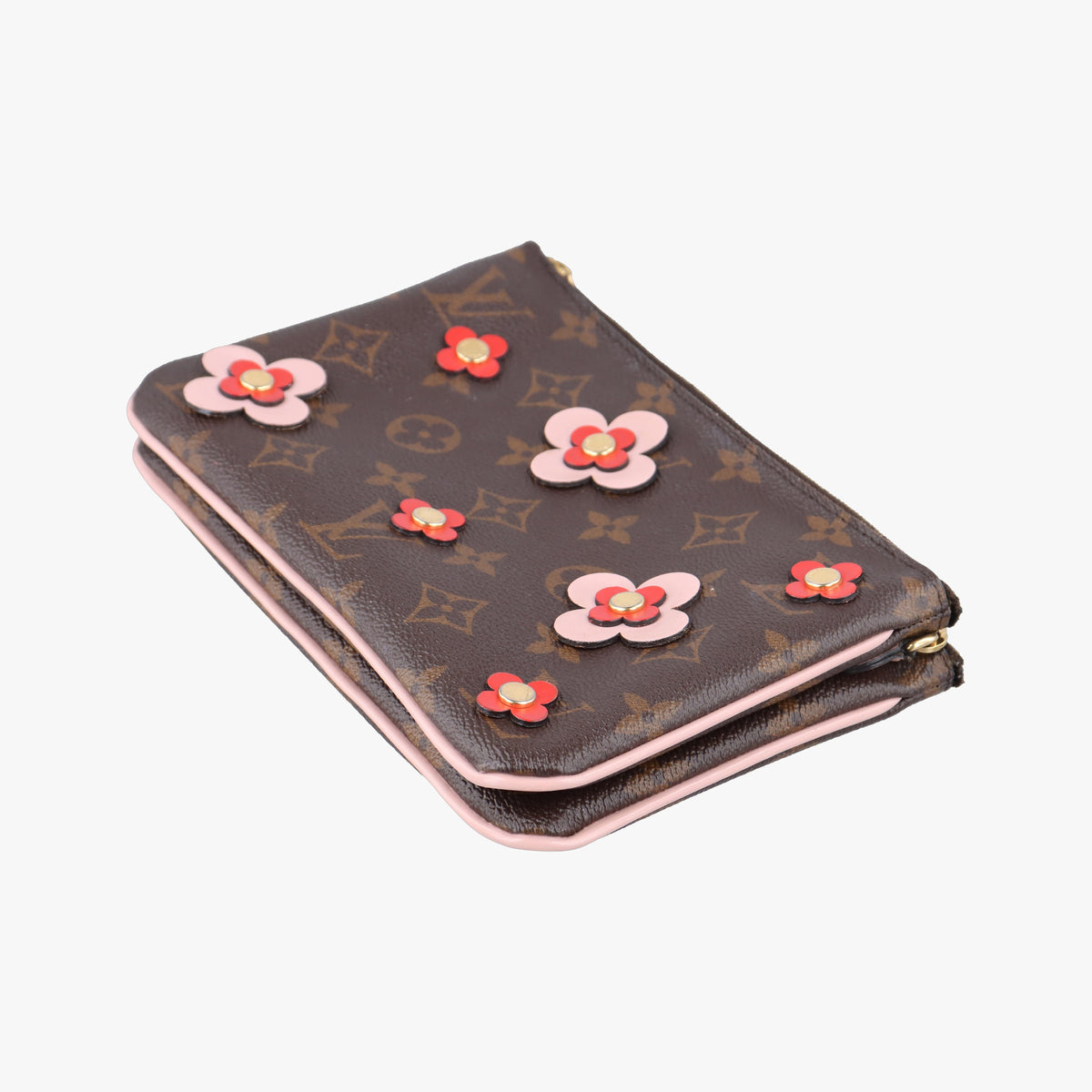 Secondhand Louis Vuitton Pochette Double Zip Brown x Pink x Red Monogram canvas M63905 shoulderbag | stylenewstar