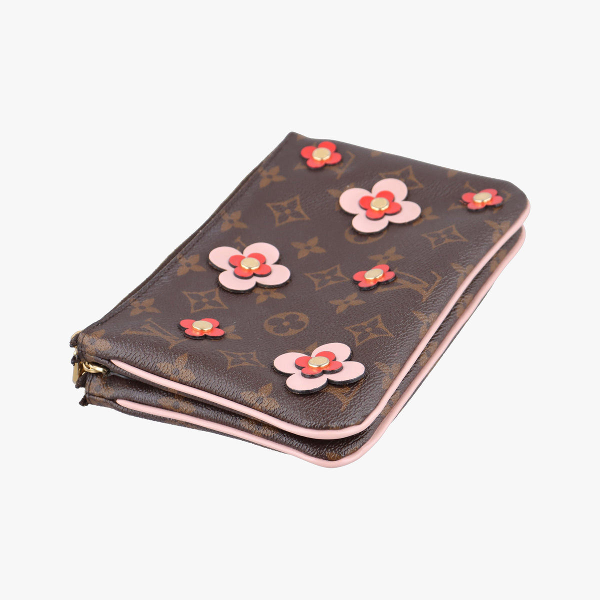 Secondhand Louis Vuitton Pochette Double Zip Brown x Pink x Red Monogram canvas M63905 shoulderbag | stylenewstar