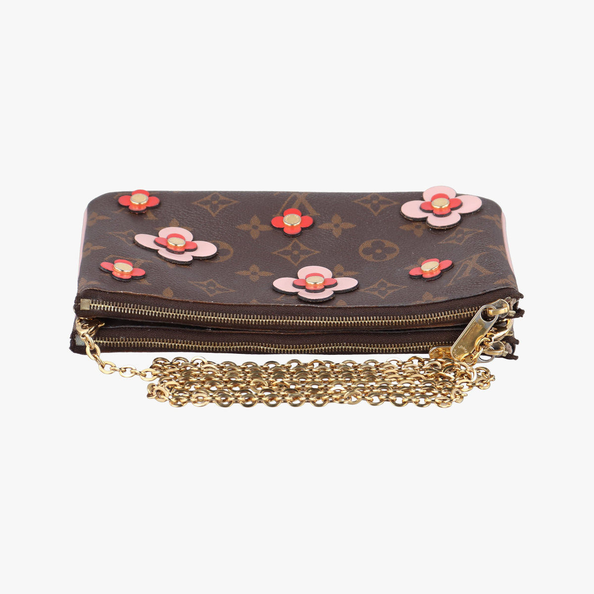 Secondhand Louis Vuitton Pochette Double Zip Brown x Pink x Red Monogram canvas M63905 shoulderbag | stylenewstar