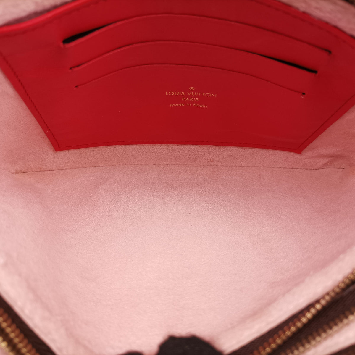 Secondhand Louis Vuitton Pochette Double Zip Brown x Pink x Red Monogram canvas M63905 shoulderbag | stylenewstar