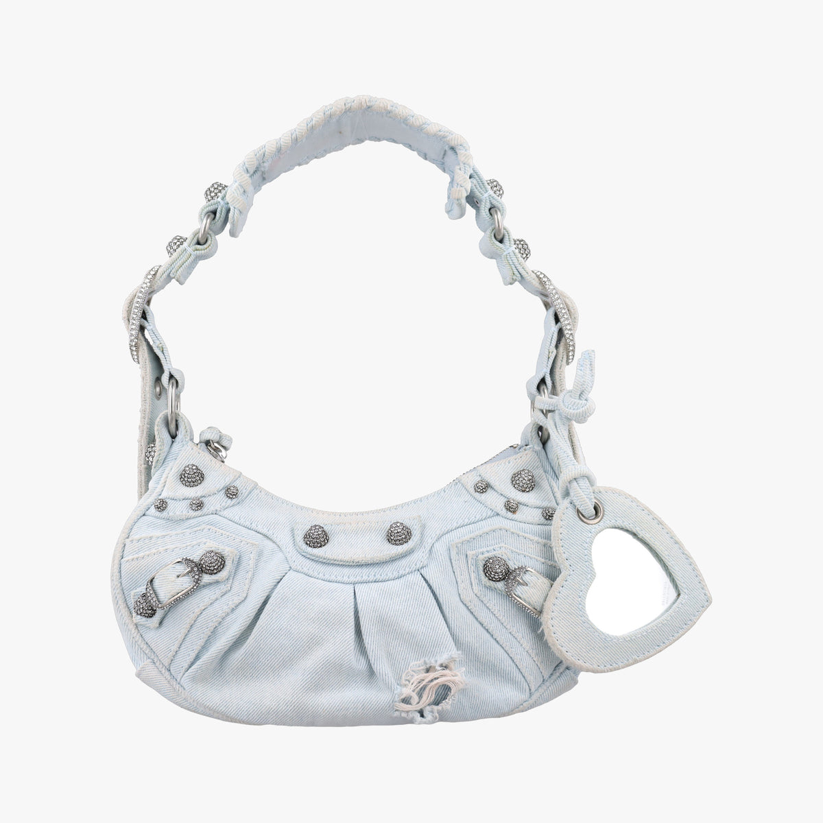 Pre-owned Balenciaga Le Cagole Blue denim  shoulderbag | stylenewstar
