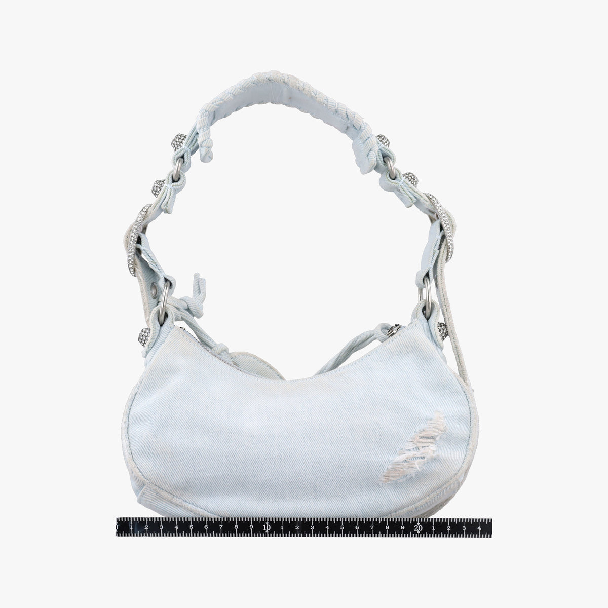 Pre-owned Balenciaga Le Cagole Blue denim  shoulderbag | stylenewstar