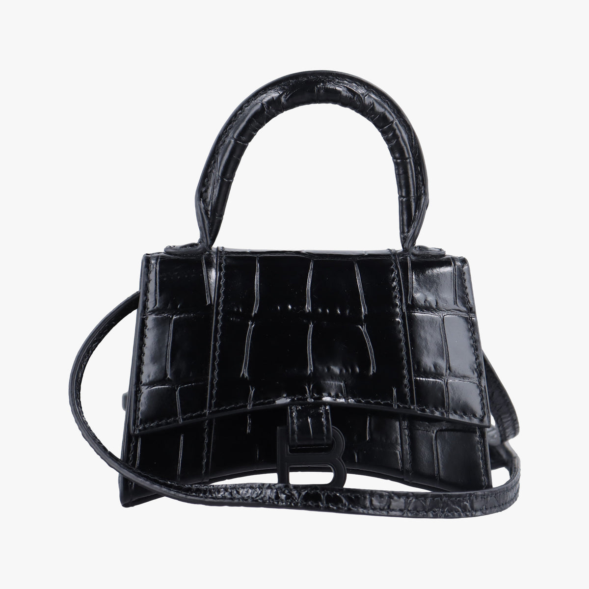 Pre-owned Balenciaga Hourglass Black Leather 637372 shoulderbag | stylenewstar