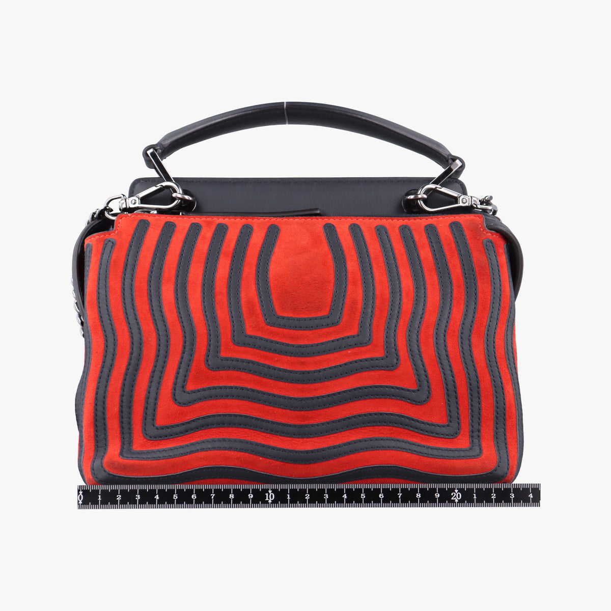 Secondhand Fendi Dotcom Click Small Red × Black Suede × Leather 8BN299 shoulderbag | stylenewstar