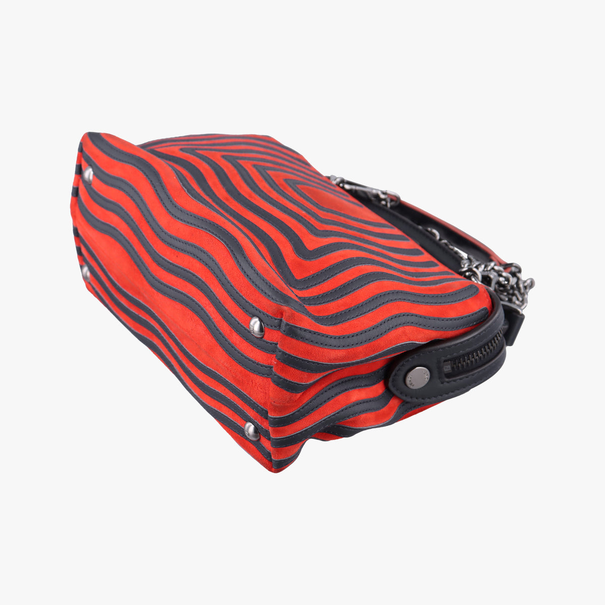 Secondhand Fendi Dotcom Click Small Red × Black Suede × Leather 8BN299 shoulderbag | stylenewstar