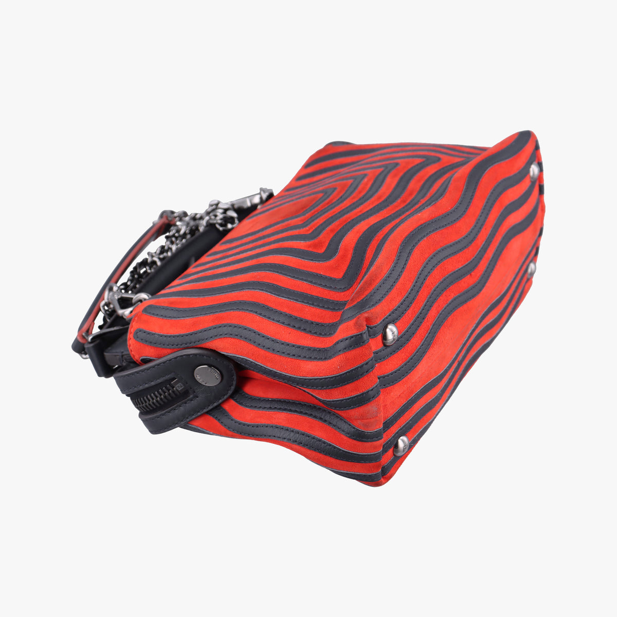 Secondhand Fendi Dotcom Click Small Red × Black Suede × Leather 8BN299 shoulderbag | stylenewstar