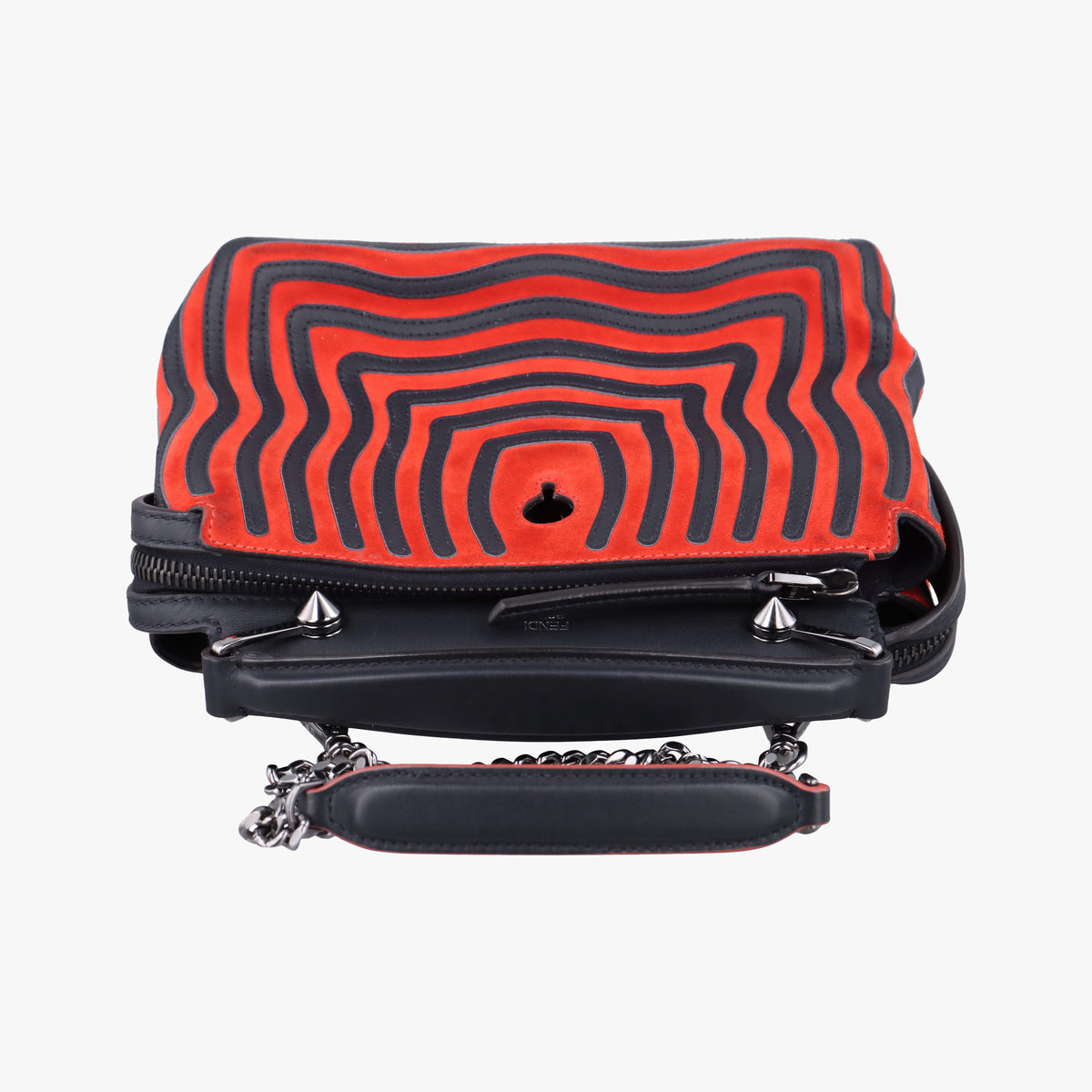 Secondhand Fendi Dotcom Click Small Red × Black Suede × Leather 8BN299 shoulderbag | stylenewstar