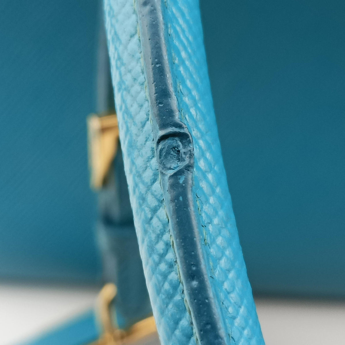 Pre-owned Prada Double Cuir Blue SAFFIANO Leather B2756T shoulderbag | stylenewstar