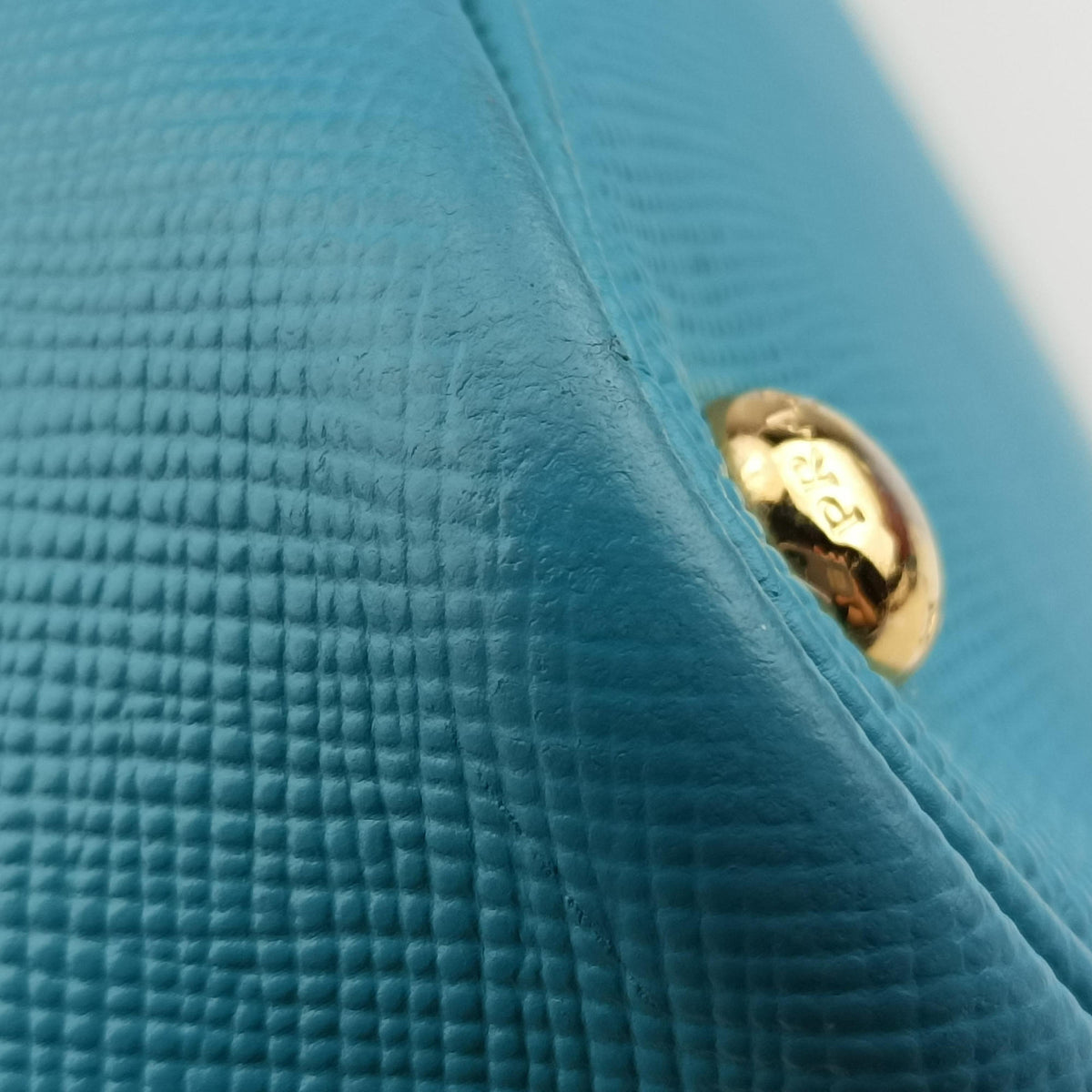 Pre-owned Prada Double Cuir Blue SAFFIANO Leather B2756T shoulderbag | stylenewstar