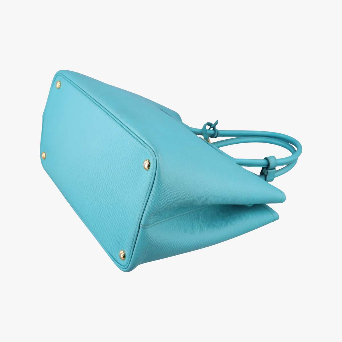 Pre-owned Prada Double Cuir Blue SAFFIANO Leather B2756T shoulderbag | stylenewstar
