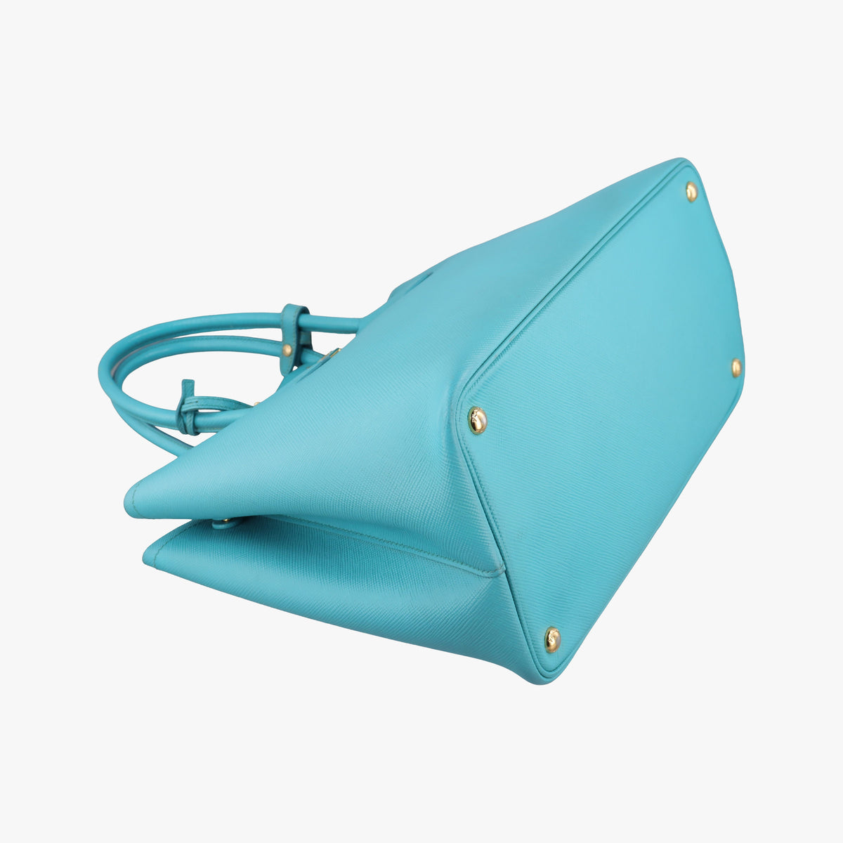 Pre-owned Prada Double Cuir Blue SAFFIANO Leather B2756T shoulderbag | stylenewstar
