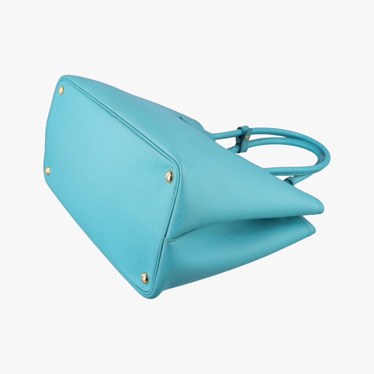 Pre-owned Prada Double Cuir Blue SAFFIANO Leather B2756T shoulderbag | stylenewstar