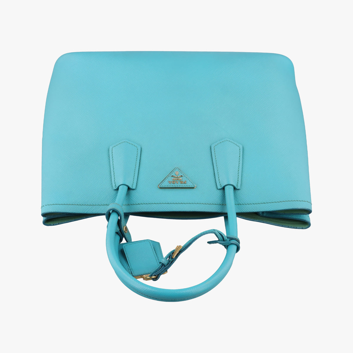 Pre-owned Prada Double Cuir Blue SAFFIANO Leather B2756T shoulderbag | stylenewstar