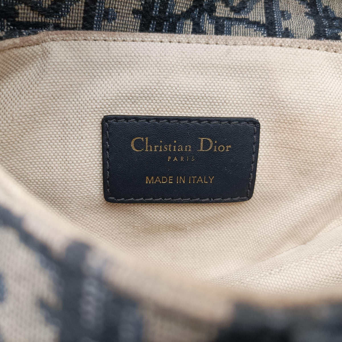 Pre-owned Christian Dior Saddle Navy Jacquard × Leather  shoulderbag | stylenewstar