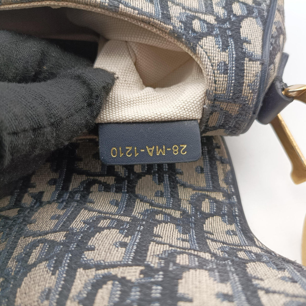 Pre-owned Christian Dior Saddle Navy Jacquard × Leather  shoulderbag | stylenewstar