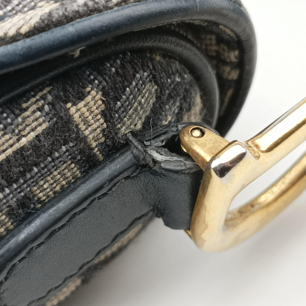 Pre-owned Christian Dior Saddle Navy Jacquard × Leather  shoulderbag | stylenewstar